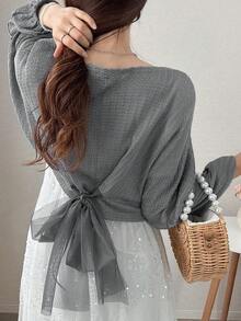 FRIFUL Women's Bowknot Dolman Sleeve Open Front Thin Jacket Fall/Winter