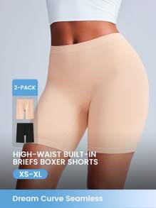 LUVLETTE 2-Pack Ultra-Fine Yarn High-Elastic Seamless Long Boy Shorts  Basic Lingerie As Outerwear - Multicolor - View 1