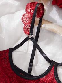 SHEIN 3件套性感蕾丝镂空内衣套装