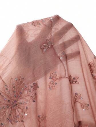 Vesra 女士亮片刺绣立领前开七分袖连衣裙