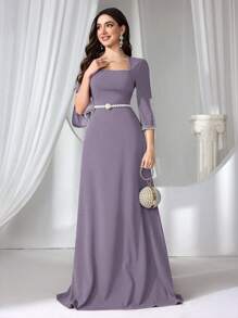 Coutiva Vestido de cóctel ajustado para mujer con decoración de perlas, color rojo