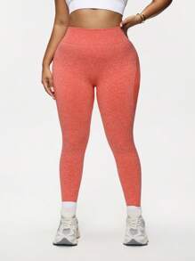 Easithlete Plus Size Women's Seamless Sports AB Yarn Pants, Fashionable For Summer - Red - View 3