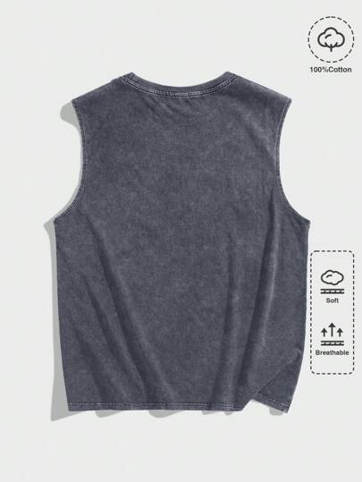 Street Life Chaleco sin mangas casual de cuello redondo con estampado de copos de nieve para hombre, verano