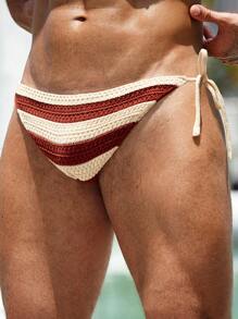 Horizaway 男士撞色侧系带针织三角裤，秋冬款 - 彩色 - 查看 3