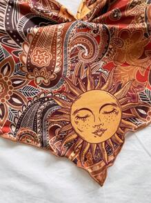 Soleia Women's Retro Paisley Retro Print Draped Neck Blouse, Suitable For Holiday, Date, Afternoon Tea, Beach, Cruise, Road Trip, Music Festival, Boho Vacation Beachwear Top - Brown - View 6