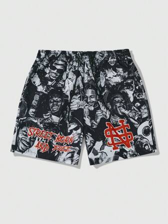 Street Life Men's Printed Woven Shorts, Suitable For Daily Wear, Spring/Summer, For Back To School
