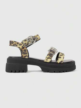 Grunge Punk Sandali stile gotico punk rock da donna con bocca di pesce, cinturino alla caviglia, zeppa platform, adatti per la spiaggia e le vacanze, stile europeo e americano