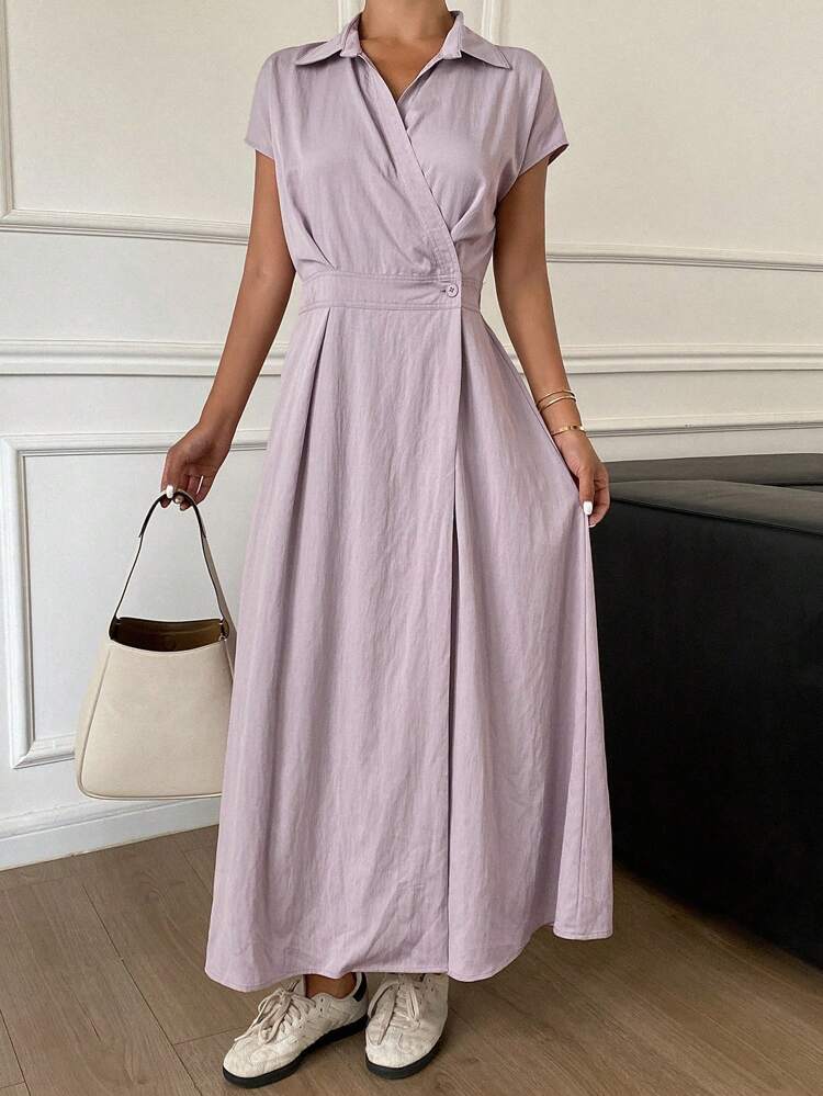 Solid Color Asymmetrical Midi Dress For Women,Casual Women Dresses