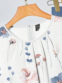 SHEIN Clasi Set de 2 piezas de ropa casual de mujer con estampado floral, estilo retro, apto para el verano y uso diario