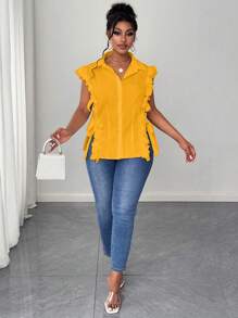 Maweii Plus Size Woven Elegant Romantic Floral Lace Sleeveless Shirt For Vacation