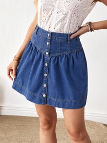 EMERY ROSE Falda vaquera minimalista y casual de unicolor para mujer