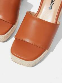 Styleloop Sandales compensées à bout ouvert et semelle épaisse pour femme, chaussures à talons hauts, confortables, de style romain, nouvelle collection printemps et été - Tabac - Voir 5