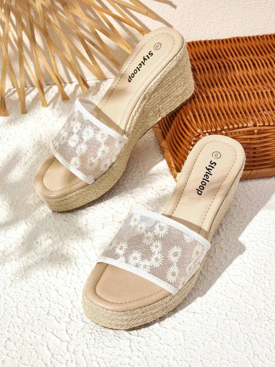 Styleloop Giày Sandal đế xuồng đế xuồng đế xuồng cho nữ - trắng - Xem 1