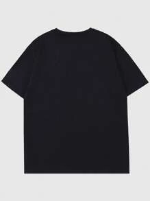 ROMWE Street Life Áo thun tay ngắn cổ tròn in chữ và hình mùa hè cho nữ - màu đen - Xem 3