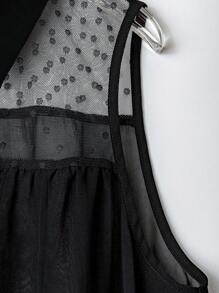 Rometta Áo cánh không tay màu đen thanh lịch, thoải mái, trang nhã, viền ren, thời trang, đa năng, chất liệu voan, thích hợp cho mùa xuân, hè, thu - màu đen - Xem 5