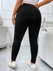 Flirla Plus Cut Out Front Leggings Fall Cloth For Women - Black - View 2