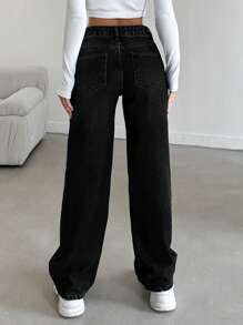 CasuGlow Casual Straight Leg Jeans - Black - View 2