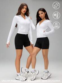 SHEIN PETITE 女士薄款长袖外套，秋冬夏季时尚单品 - 白色 - 查看 2