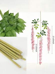 SHEIN 1/6/12 件假紫藤花环丝藤藤条装饰，人造紫藤挂花，适用于婚礼拱门家居花园墙壁卧室装饰、办公室派对情人节礼物 - 淺粉色 - 查看 3