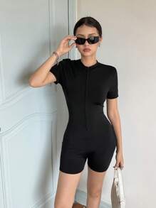 SHEIN Dziewczęcy kombinezon slim fit casual minimalistyczny wygodny krótki rękaw