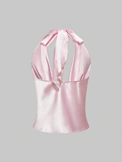 Anime Camiseta de tirantes con escote profundo, decoración metálica y estilo vintage del sur de Francia y Sicilia para vacaciones, para mujer, sexy