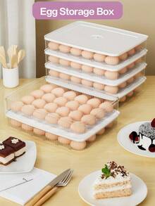 24 Eggs Storage Container 1-Pack - Stackable Refrigerator Organizer With Handle, Unbreakable Plastic Egg Box For Kitchen Counter, Camping & Picnic, Space Saving Design