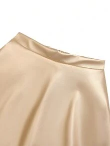 Tween 女童时尚休闲银色 PU 皮革百褶迷你裙 - 黃色 - 查看 5