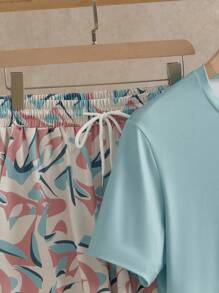 Manfinity VCAY 2pcs/Set Men's Casual Fitted Raglan Short Sleeve T-Shirt Set - Green - View 4