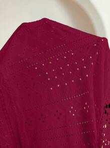 SHEIN Tall CURVE 大码女式夏季短款修身撞色蕾丝刺绣吊带背心