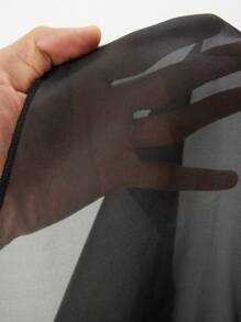 Viva Relle Vestido de talla grande de unicolor con cintura de malla - Negro - Ver 7