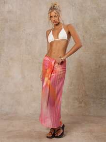 SHEIN Forever 21 Summer Women Prom/Formal/Beach/Vacation/Cute/Western Wear/Business Casual/Elegant/Birthday/Going Out/Club/Office/Festival/Rave/Work/Classy/Country Concert/Brunch/Cruise/Old Money/Airport/Modest/Church/Fairycore/Sexy/Funny/Hippie/Tea Party/Y2k/Streetwear/2000s/Disco/Spring Break/Graduation/Wedding Guest/Cocktail/Vintage/Resort/1960s A Line Mesh Print Flower Skirt - Multicolor - View 7