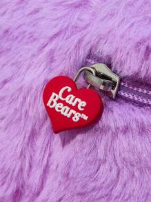 SHEIN X Care Bears 1 Pc Large Capacity Cute Plush Care Bear Cartoon Embroidery Design Cosmetic Bag With Handle,Cheer Bear, Gift For Friends,Valentine's Day - Purple - View 4