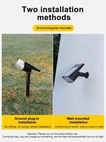 二合一太阳能LED聚光灯，户外超亮多色景观灯，适用于树木、庭院、花园、别墅装饰、路径照明 - 黑色 - 查看 6