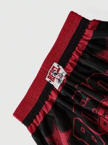 ROMWE MEN Street Life Men's Street Life Character Dark Y2K Streetwear Anime Graphic Print Short Sleeve T-Shirt And Boxing Shorts Set