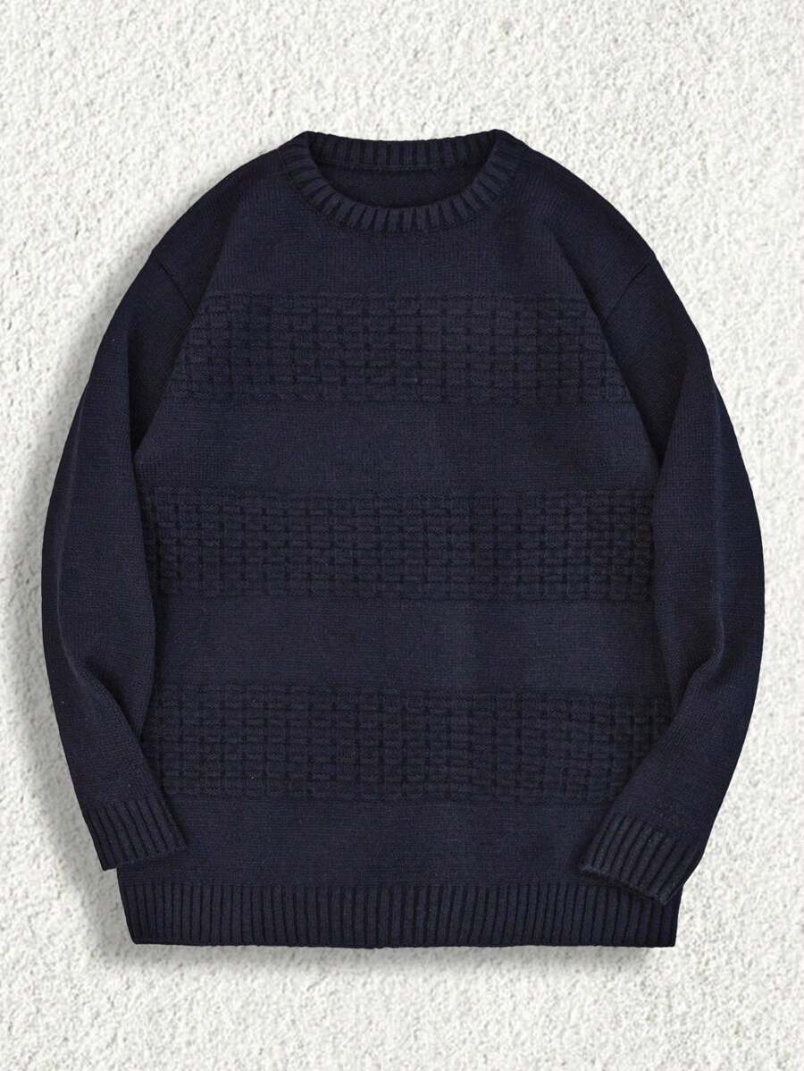 EURMUSE Men Textured High Neck Casual Regular Sweater - Mint Blue - View 1