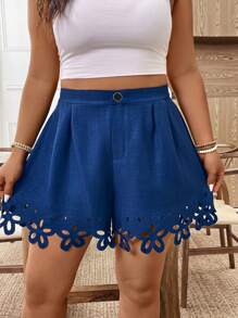 EMERY ROSE Quần short dáng rộng thiết kế khoét lỗ cỡ lớn dành cho nữ, thời trang đi làm mùa hè - Màu xanh lam - Xem 5