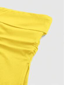 ROMWE Grunge Punk Áo crop top họa tiết da báo Y2K Subculture có xẻ tà phía trước dành cho nữ - Màu vàng - Xem 5