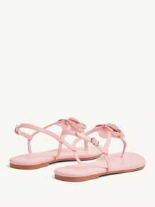 CUCCOO CHICEST Women's Flower Decor Round Toe 1cm Block Heel Slip-On Comfortable Flat Sandals