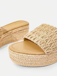 Styleloop Women's Bohemian Style Canvas Wedge Lace-Up Sandals, Platform Shoes - Khaki - View 4