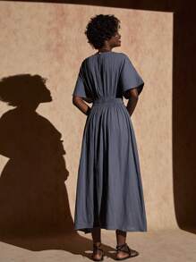 Bóhologie Vestido largo de hombros descubiertos estampado en verde para verano
