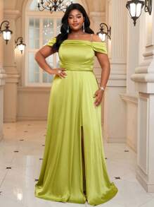 Fleurora Vestido de noche formal de talla grande (con bordados elaborados), vestido de fiesta, para invitados de boda