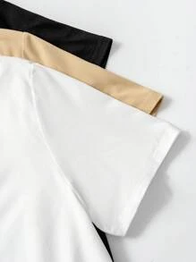 Paquete de 3 camisetas de manga corta básicas y casuales para adolescentes - Multicolor - Ver 3