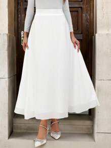 Solivie Women Simple Elegant A-Line Flowy Skirt, Summer