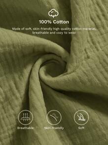 EMERY ROSE 大码荷叶袖口拼接插肩袖皱褶杏色圆领收腰款开叉娃娃领宽松女士束腰衬衫乡村度假休闲波西米亚风适合春夏季 - 軍綠色 - 查看 4