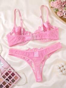 2件套白色浪漫花卉枫叶印花性感内衣套装