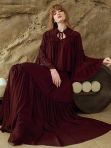 Arave Women Chiffon Red Color Loose Flowy Blouse For Women, Outfits For Women,Festival Outfits Women,Women  Clothes,Vacation Outfits Woman,Red Top,Flowy Top, Maroon Dress ,Long Sleeve Dress, Tiered Dress, Long Dress, Boho Dressfall Women Clothes Fall Outfits Women Fall Autumn Clothes