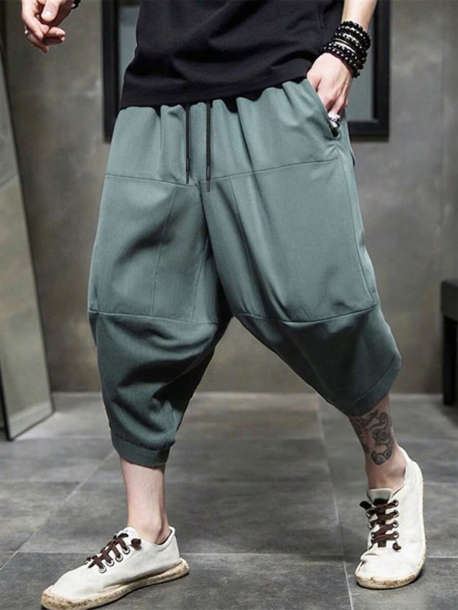 Manfinity Homme Men's Loose Casual Versatile 3/4 Pants - Green - View 1