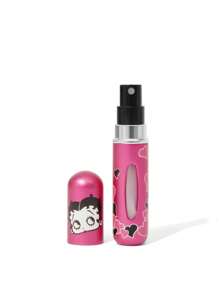 Betty Boop x SHEIN Botella de rociado recargable de 5ml con diseño de personaje de dibujos animados y patrón de corazón, regalos