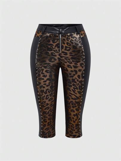 Hippie Pantalones capri parchados con tachuelas de estilo festival hippie chic para mujeres