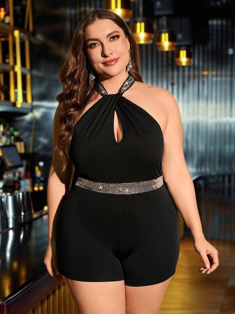 Combishort Ras-Du-Cou À Paillettes